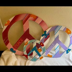 Peace sign wall art.